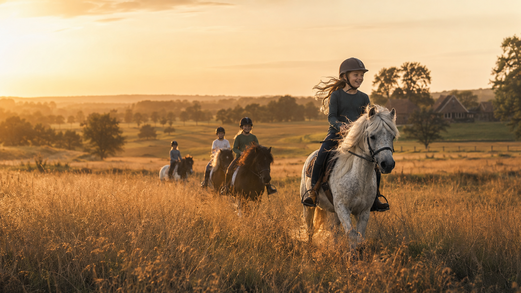 Kinderen op ponykamp in Nederland